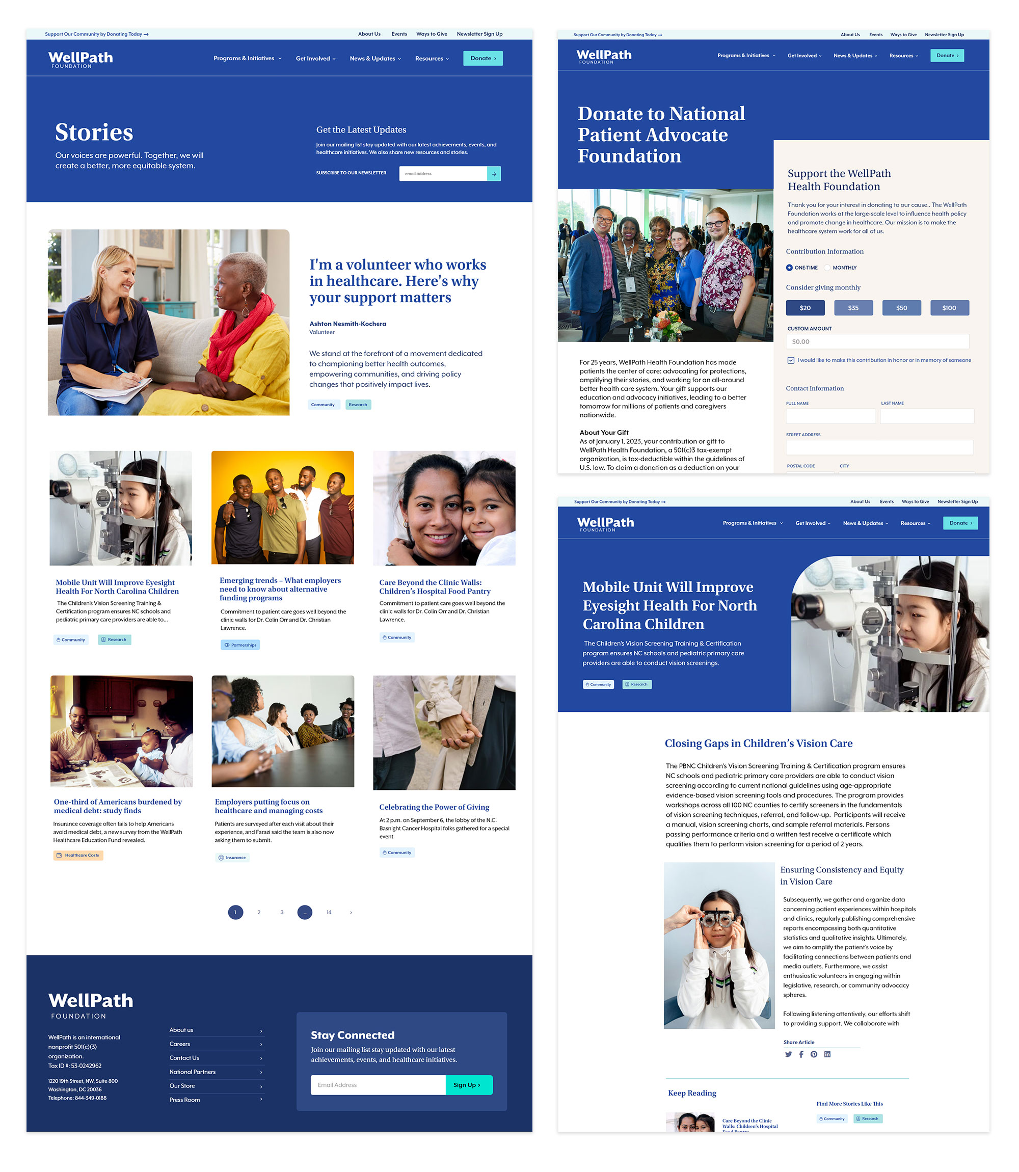 Multiple screenshots of the WellPath Foundation website