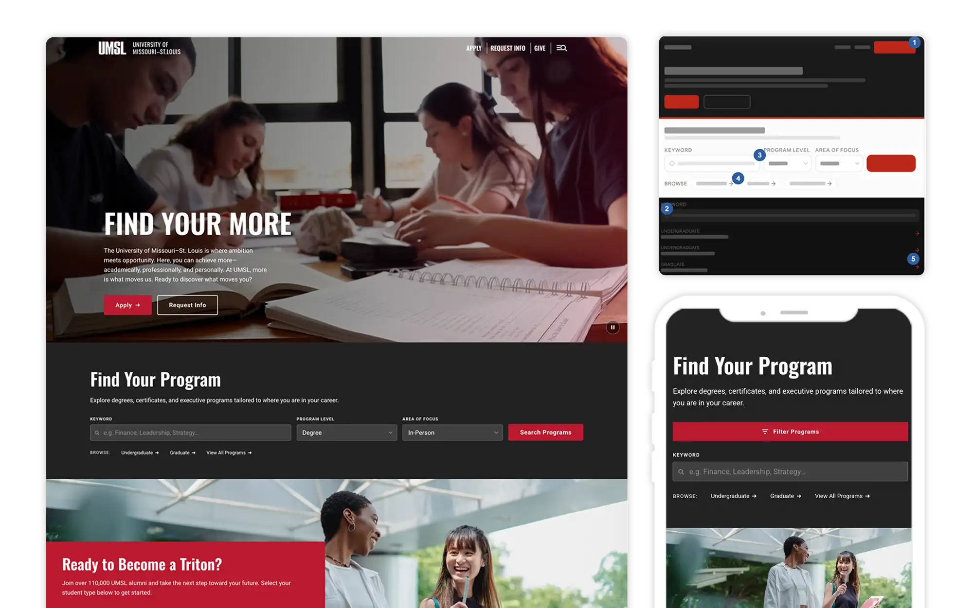 Three device images displaying project.
